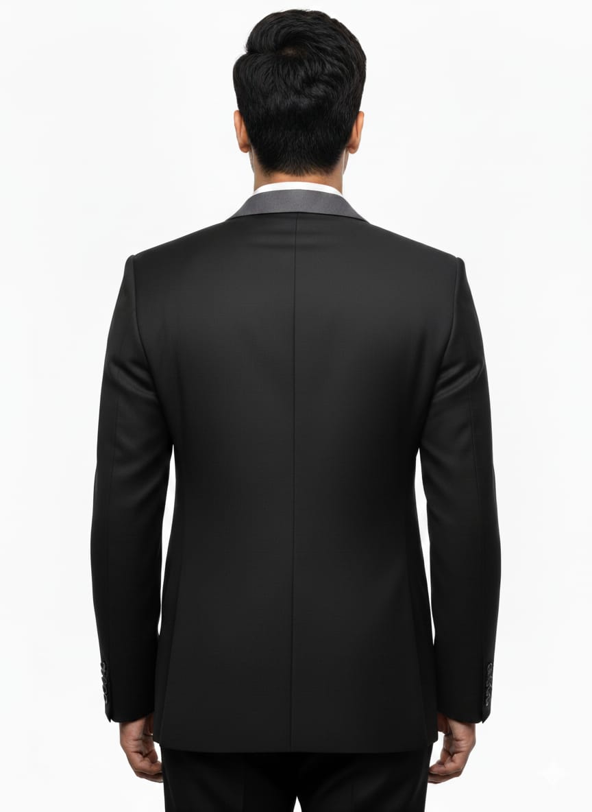 Black blazer with grey lapel (Regular fit)