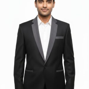 black blazer with grey lapel ( regular fit )